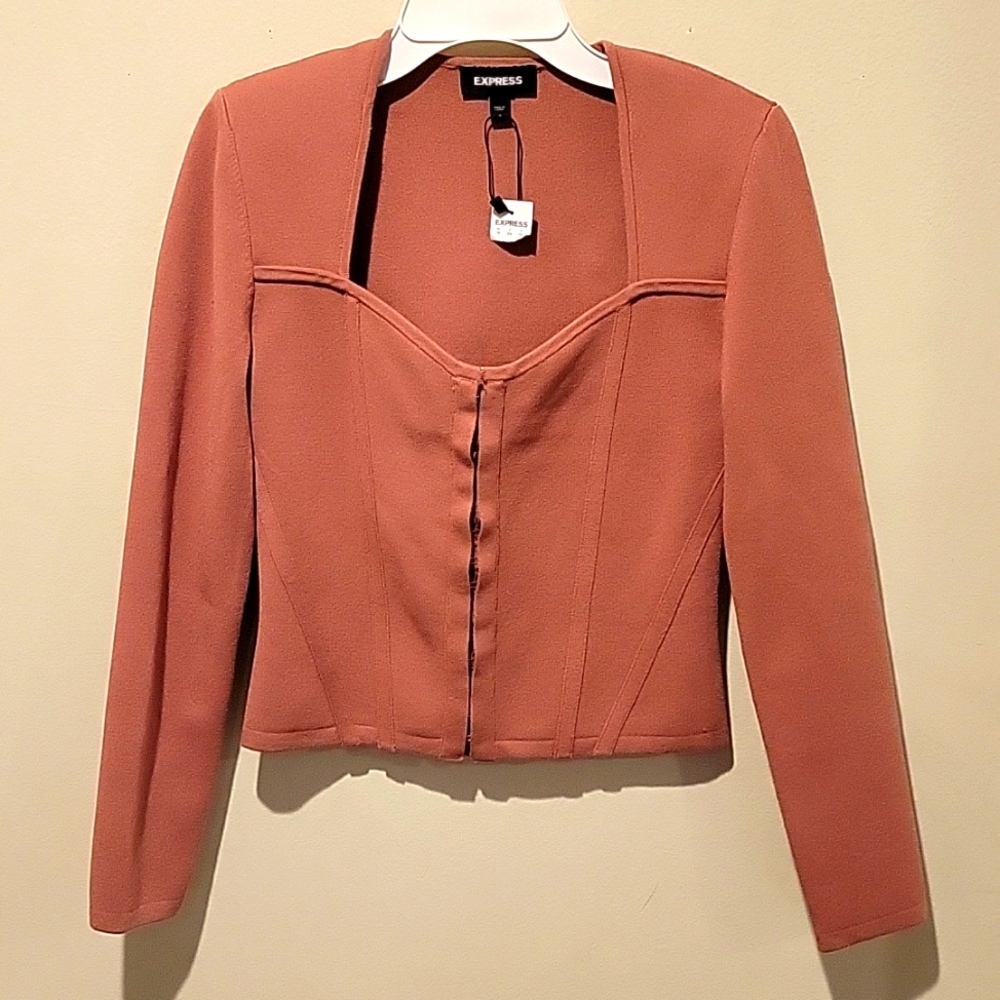 ❤️ NWT! EXPRESS BODY CONTOUR CORSET SWEATER JACKET TOP, SMALL - Picture 6 of 15